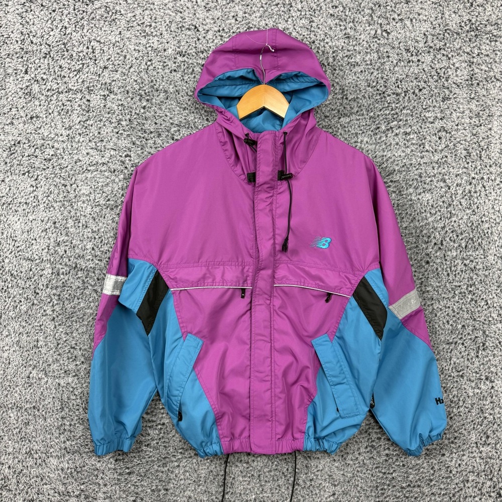 Vintage 90s New Balance Jacket Adult Medium Purple Blue H2OFF Hooded Windbreaker